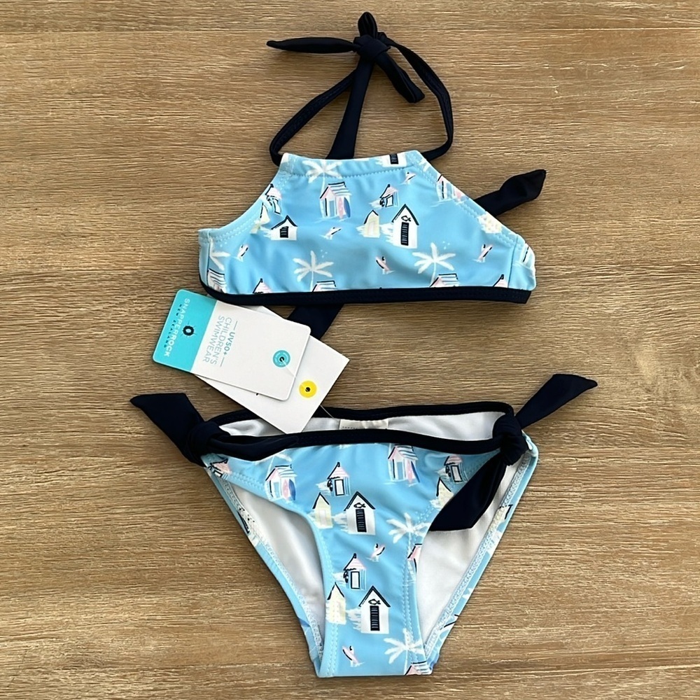 Snapper Rock Toddler Girl Bikini Swimsuit 2T 3T Blue Cabanas